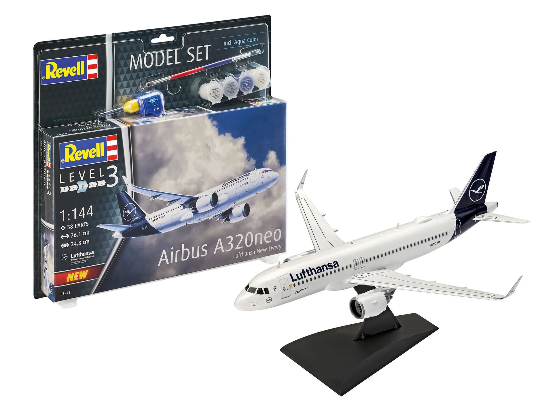 Airbus A320neo Lufthansa Nova pintura 1/144 Kit Revell 63942