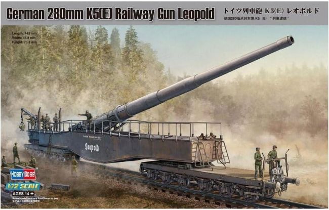 German 280mm K5(E) Railway Gun Leopold 1/72 Kit Hobby Boss 82903