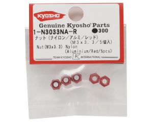 Kyosho 1-N3033NA-R Porca de nylon e alumínio 3x3,3 mm Kyosho (vermelho) (5)