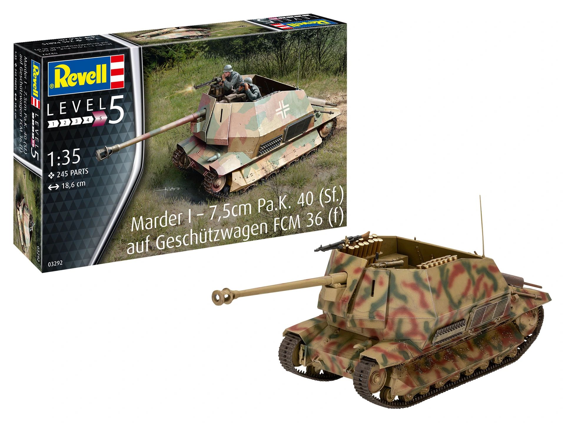 Marder I – 7,5cm Pa.K. 40 (Sf.) auf FCM 36(f) 1/35 Kit Para Monta  Revell 03292