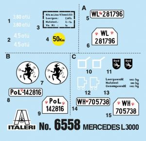 Mercedes Benz L3000 S 1/35 Kit De Montar Italeri 6558