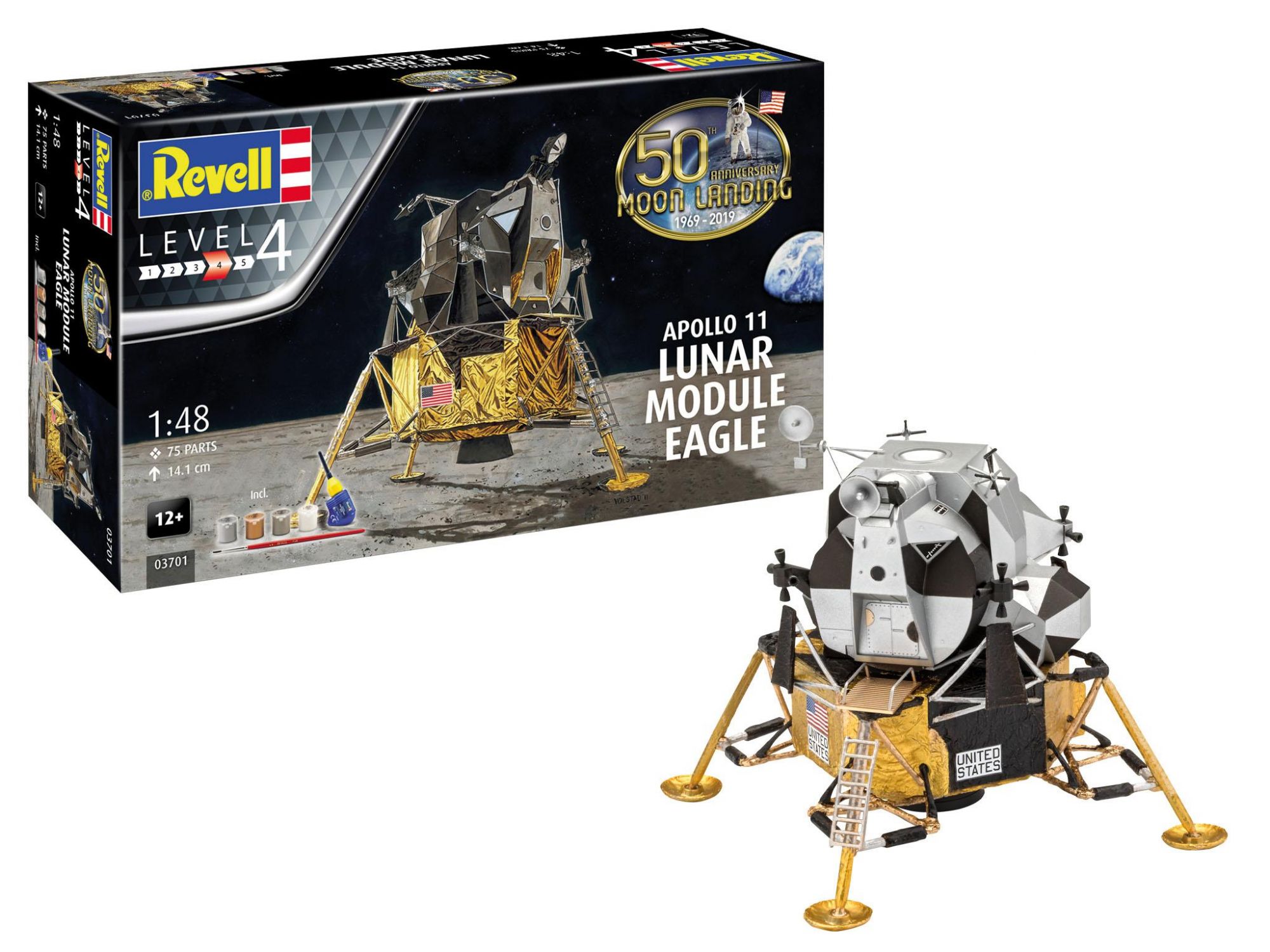 Revell 03701 Apollo 11 Módulo Lunar Eagle - 1/48 - Kit para montar