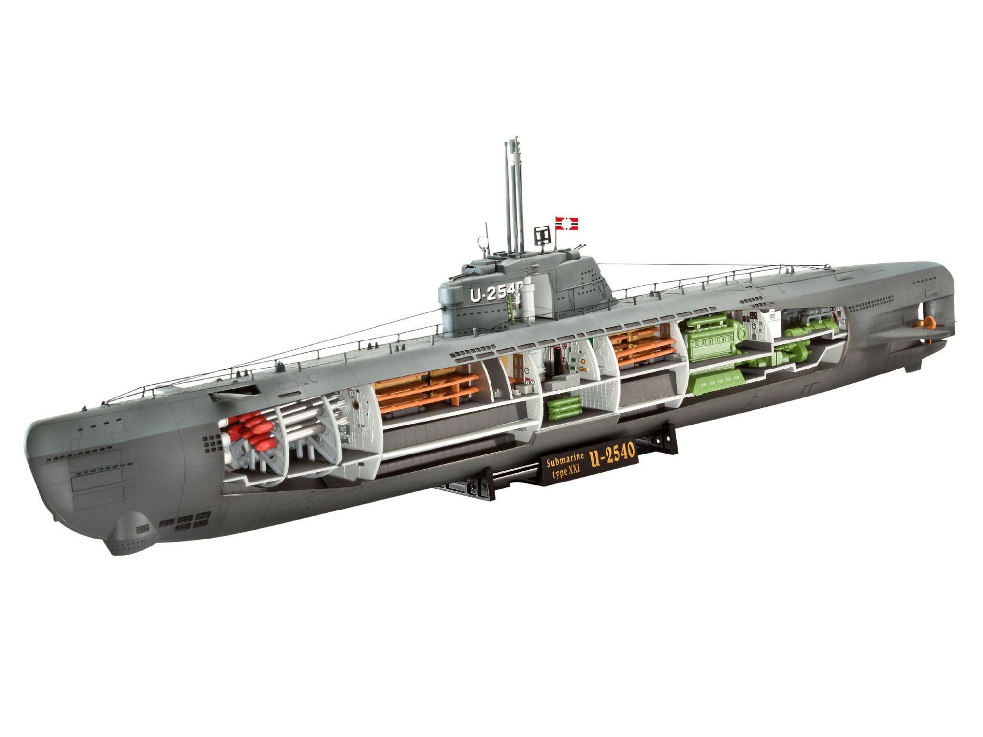 Revell 05078 Submarino Alemão  Deutsches U-Boot Typ XXI mit Interieur 1/144