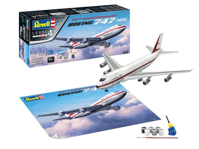 Revell 05686 Boeing 747-100, 50th Anniversary 1:144 Giftset Kit Para Montar