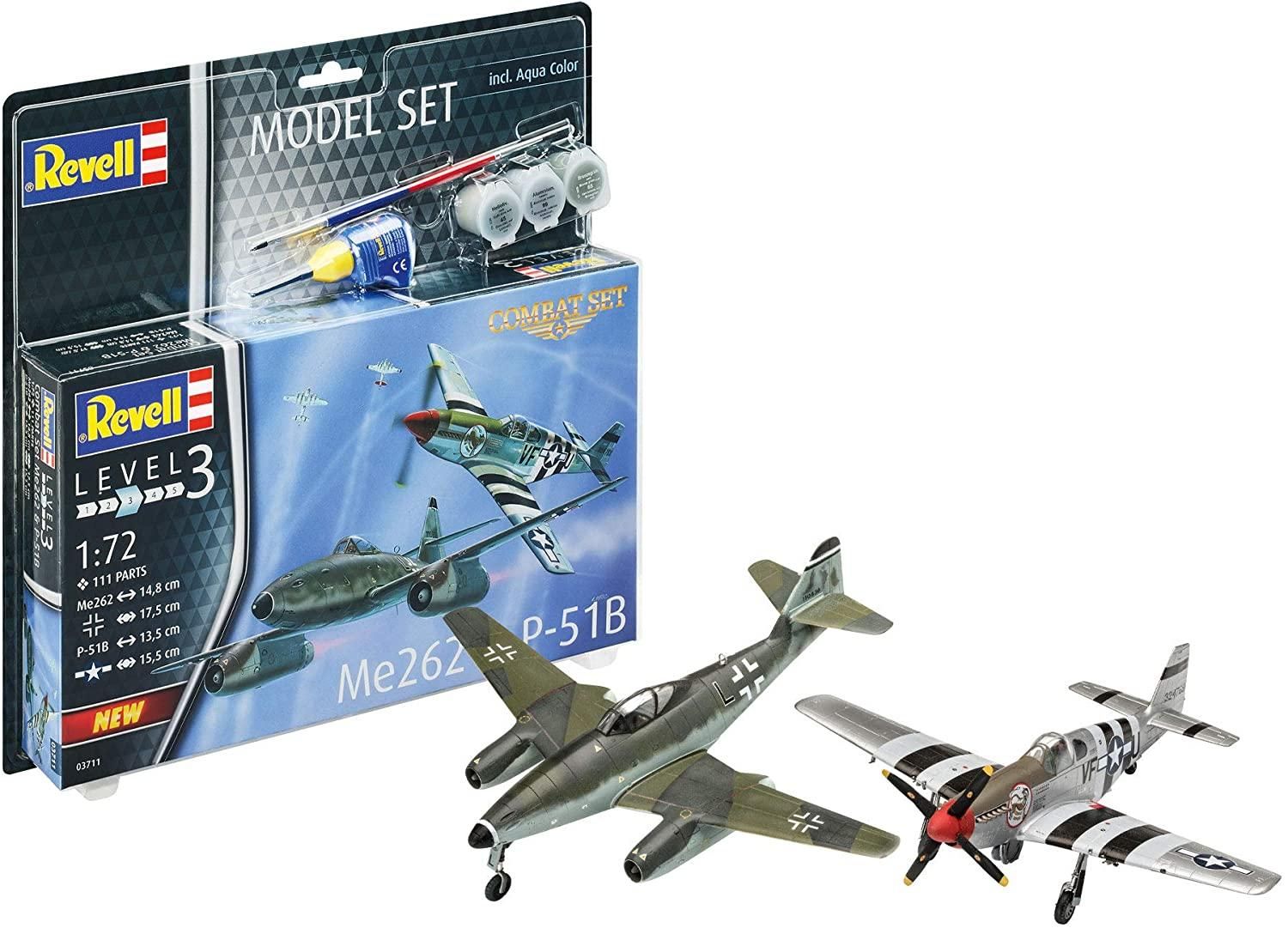 Revell 63711 Messerschmitt Me262 & P-51b Mustang 1/72 Set kit Para montar