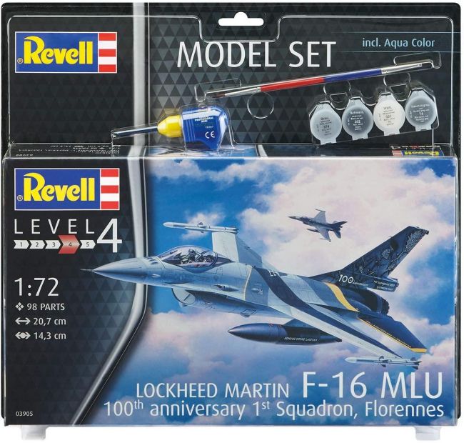 Revell 63905 F-16 Mlu 100Th Anniversary - 1/72 Model Set Kit Para Montar