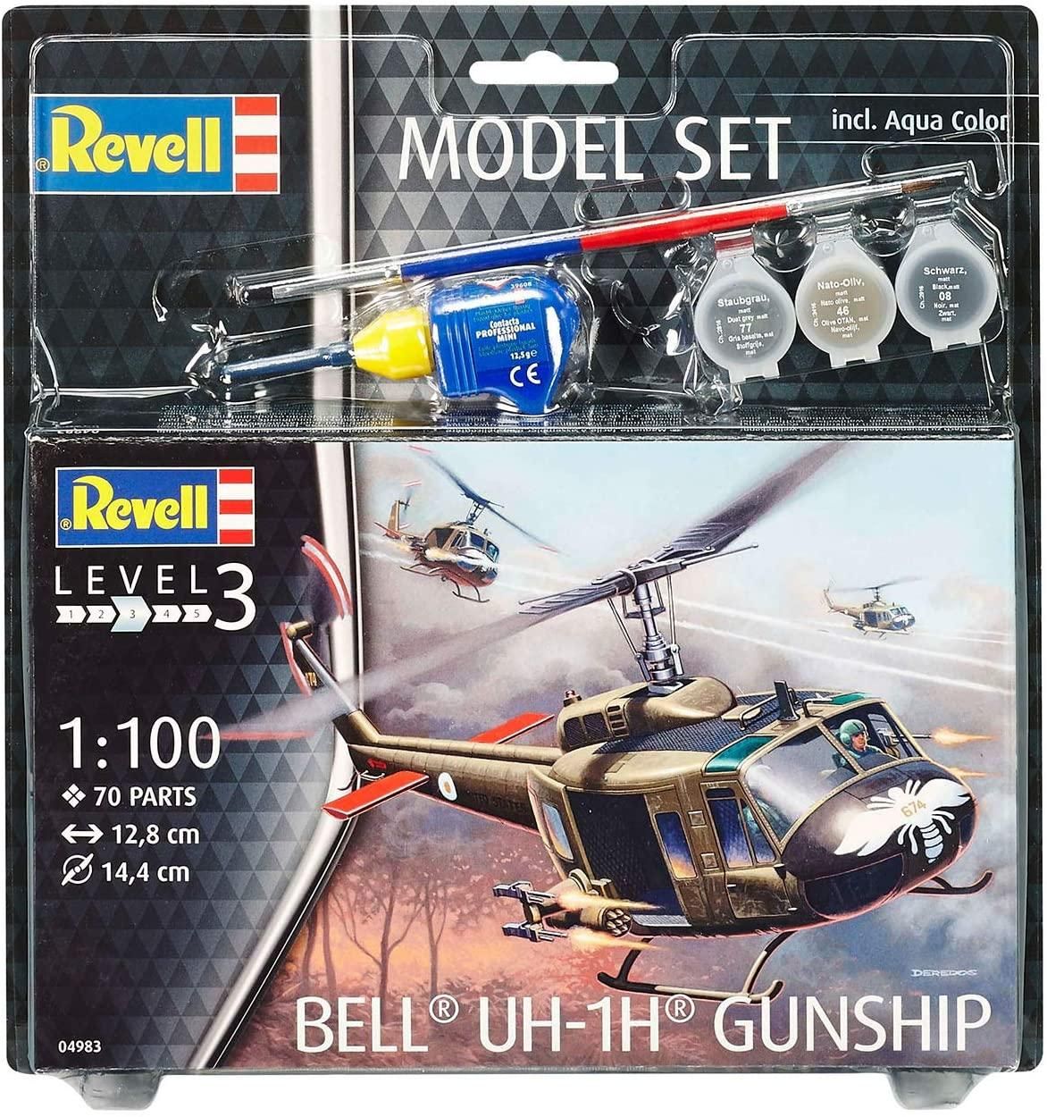  Revell 64983 Bell Uh-1H Gunship - 1/100 Model Set Kit Para Montar 