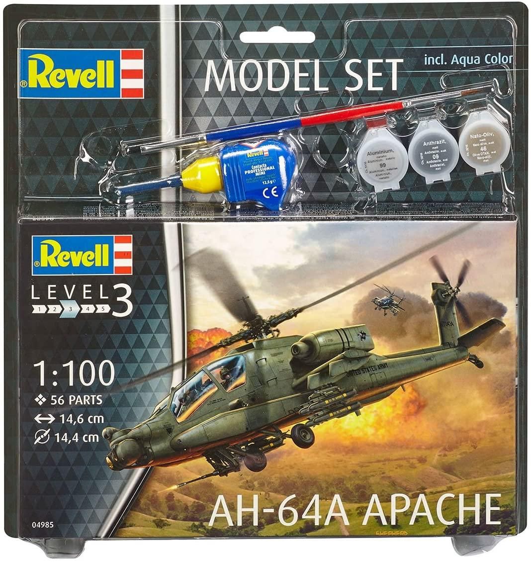 Revell 64985 Model Set Ah-64A Apache - 1/100  Kit Para Montar