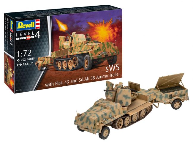 sWS With Flak 43 and Sd.Ah.58 Ammo Trailer 1/72 Kit Revell 03293