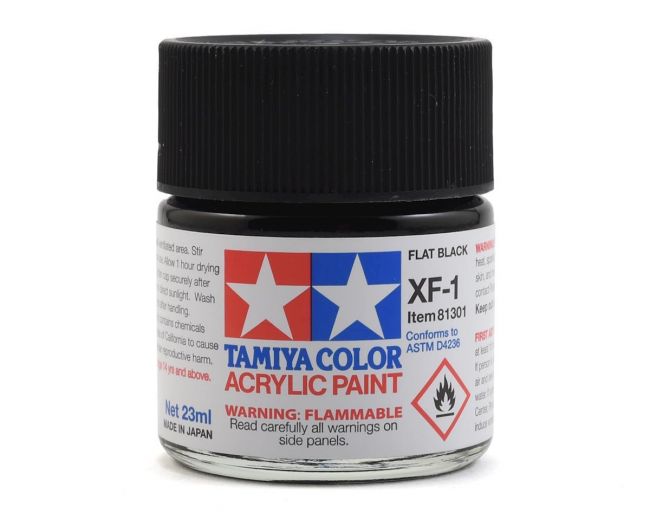 Tinta Acrí­lica XF-1 Black Preto Brilhante 23ml Tamiya 81301